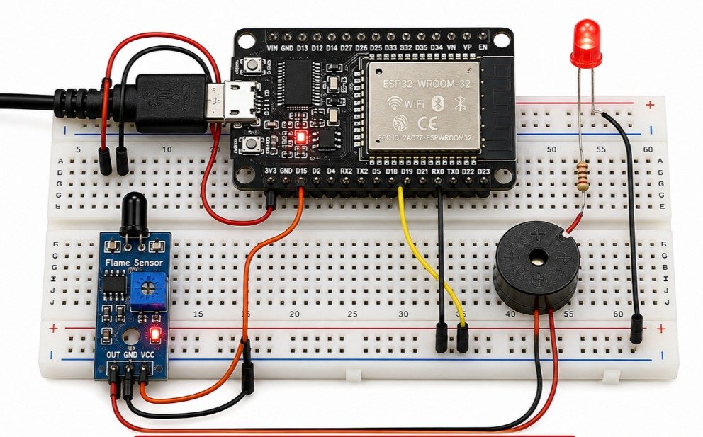 Fire Detection and Automatic Alert System Using ESP32