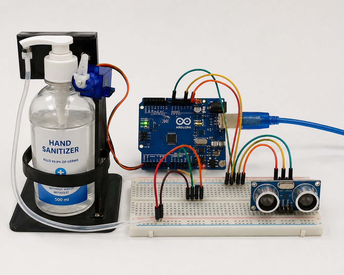Touchless Hand Sanitizer Dispenser Using Arduino Uno